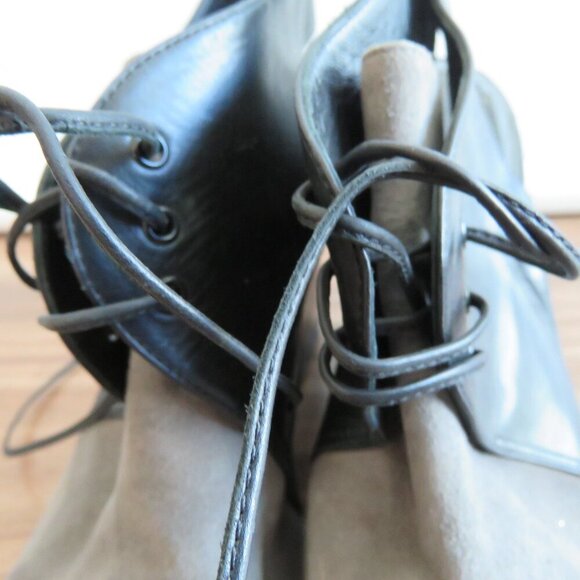 VINTAGE CHRISTIAN DIOR Black Gray Suede Leather Point Toe Wedge Slingback Shoes - Picture 9 of 16